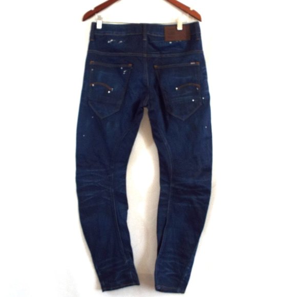 G-Star RAW Restored Dark Denim Jeans ARC 3-D Slim Paint Splattered Size 30x30 - Picture 3 of 11
